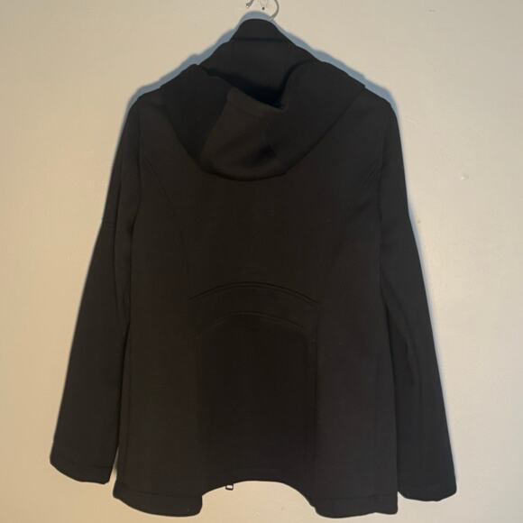 Women's L Andrew Marc Detachable Hooded Black Coat Zip-Up Scuba Jacket - Picture 3 of 7